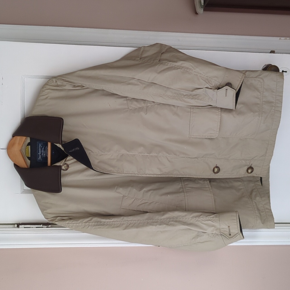 Vintage Burberry Tan Coat with Leather Collar